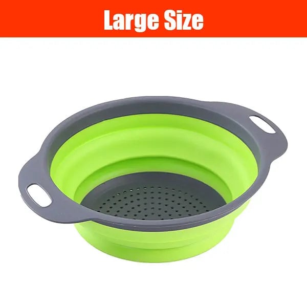 Extendable Collapsible Kitchen Colander - Long Handle Pasta Strainer