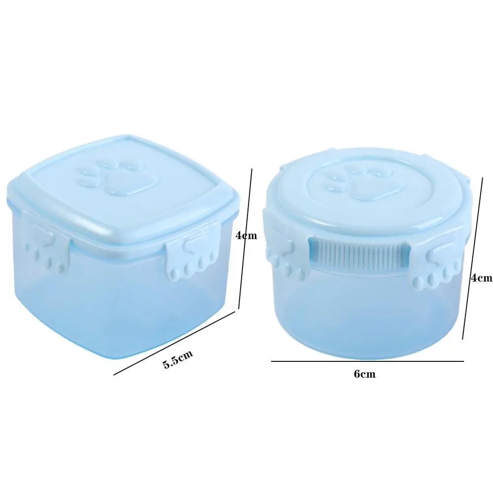 Mini Plastic Sauce Container Cat Paw Lid Round Square Sealed Box