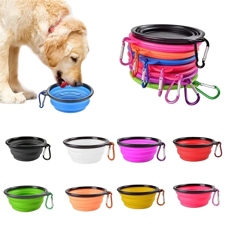 Collapsible TPR Silicone Pet Bowl - Portable Travel Food Water Bowl