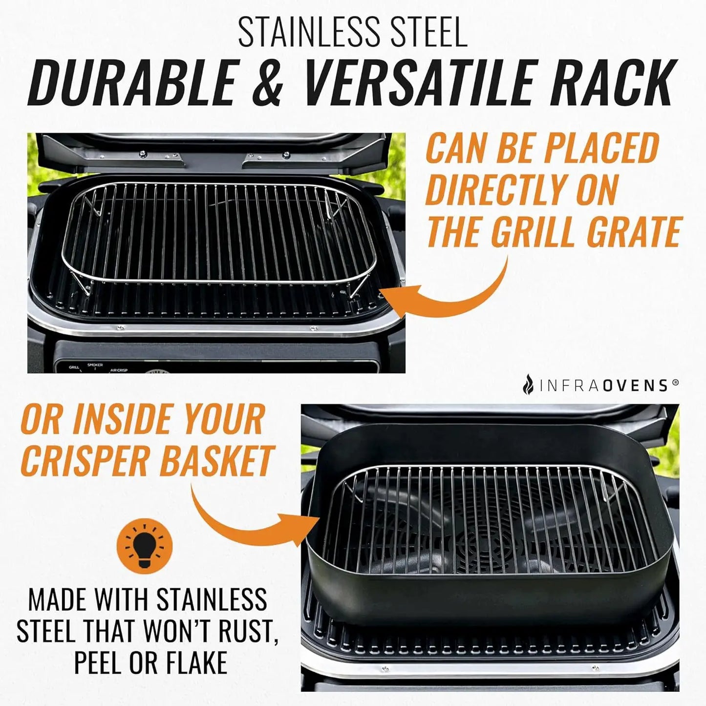 Stainless Steel Grill Stand for Ninja OG701 OG751 Woodfire 7-in-1