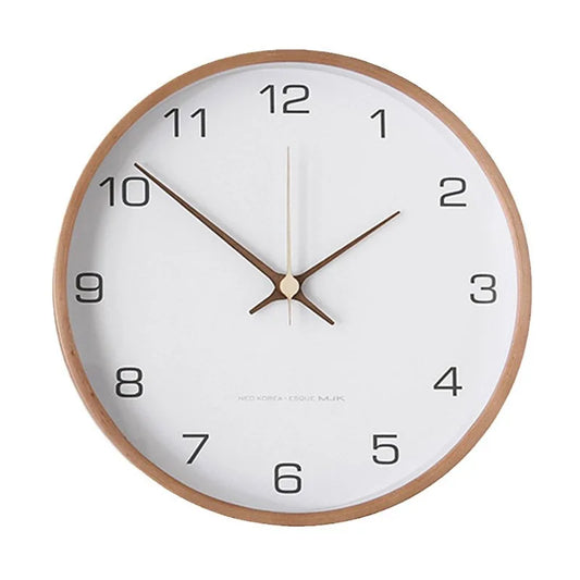 Nordic Solid Wood Wall Clock - Modern Minimalist Design Home Decor