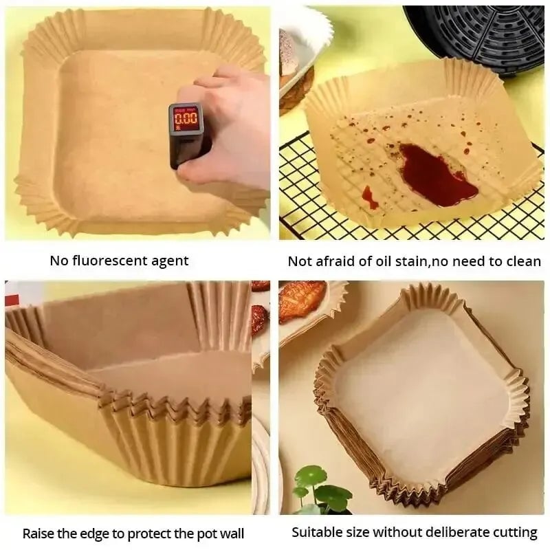 50Pcs Non-Stick Round Air Fryer Paper Liners Disposable Baking
