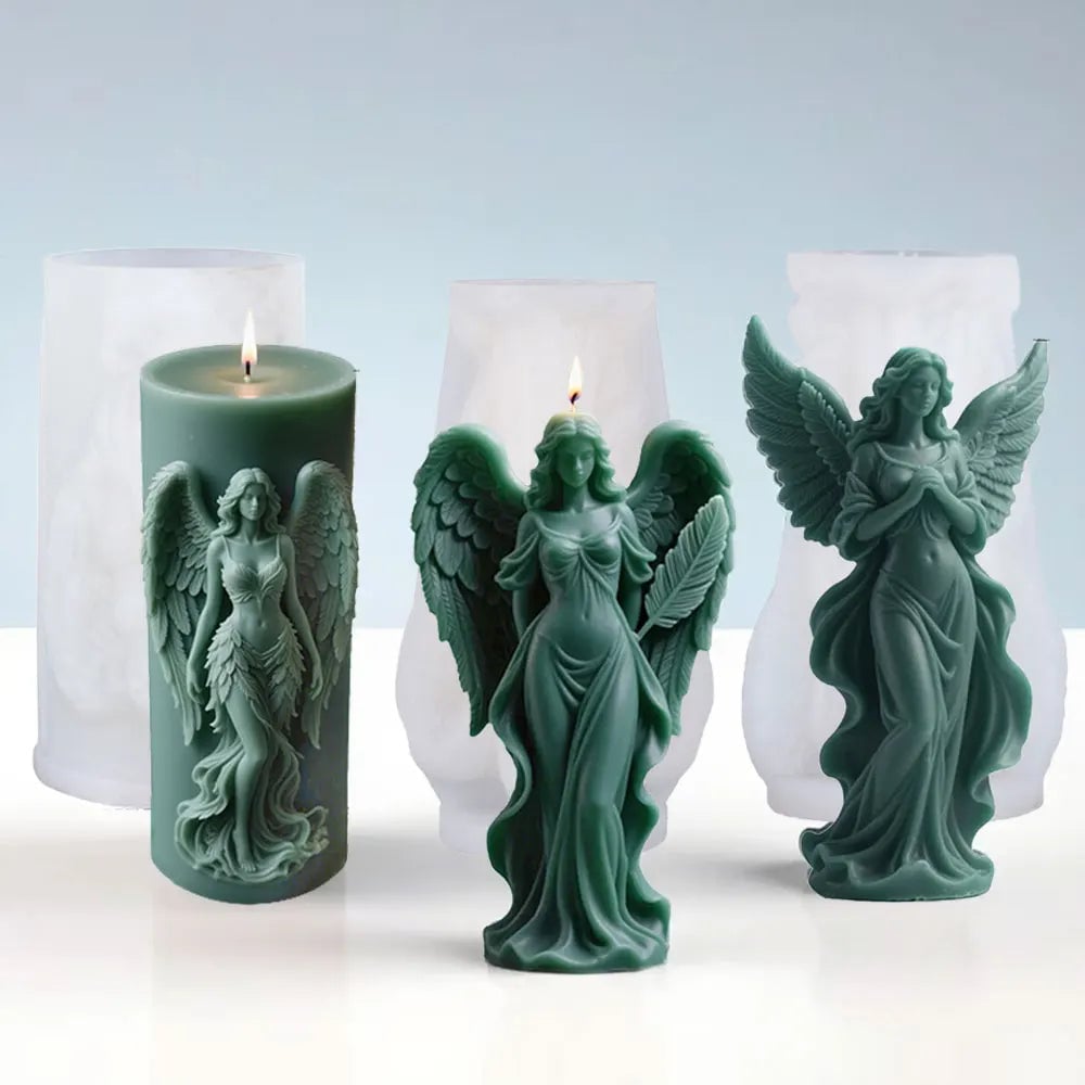 Wings Goddess Angel Silicone Candle Mould - Prayer Sculpture Resin Mold