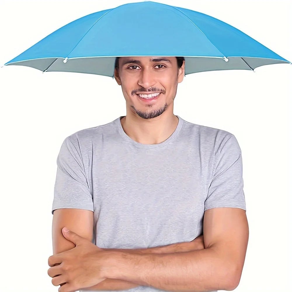 Head Mounted Umbrella Hat Hands-Free Rain Sun Protection Fishing