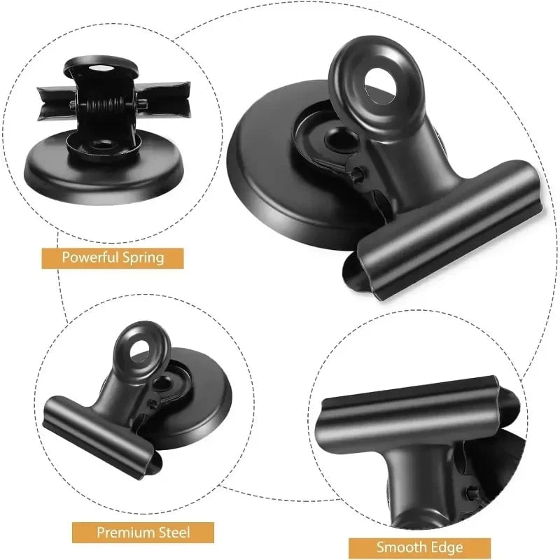 3pcs Magnetic Metal Clips Punch-Free Fridge Hook Storage Rack Set