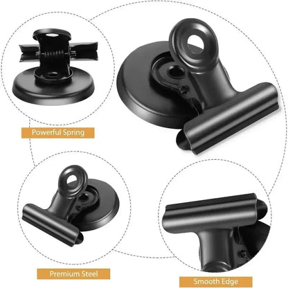 3pcs Magnetic Metal Clips Punch-Free Fridge Hook Storage Rack Set