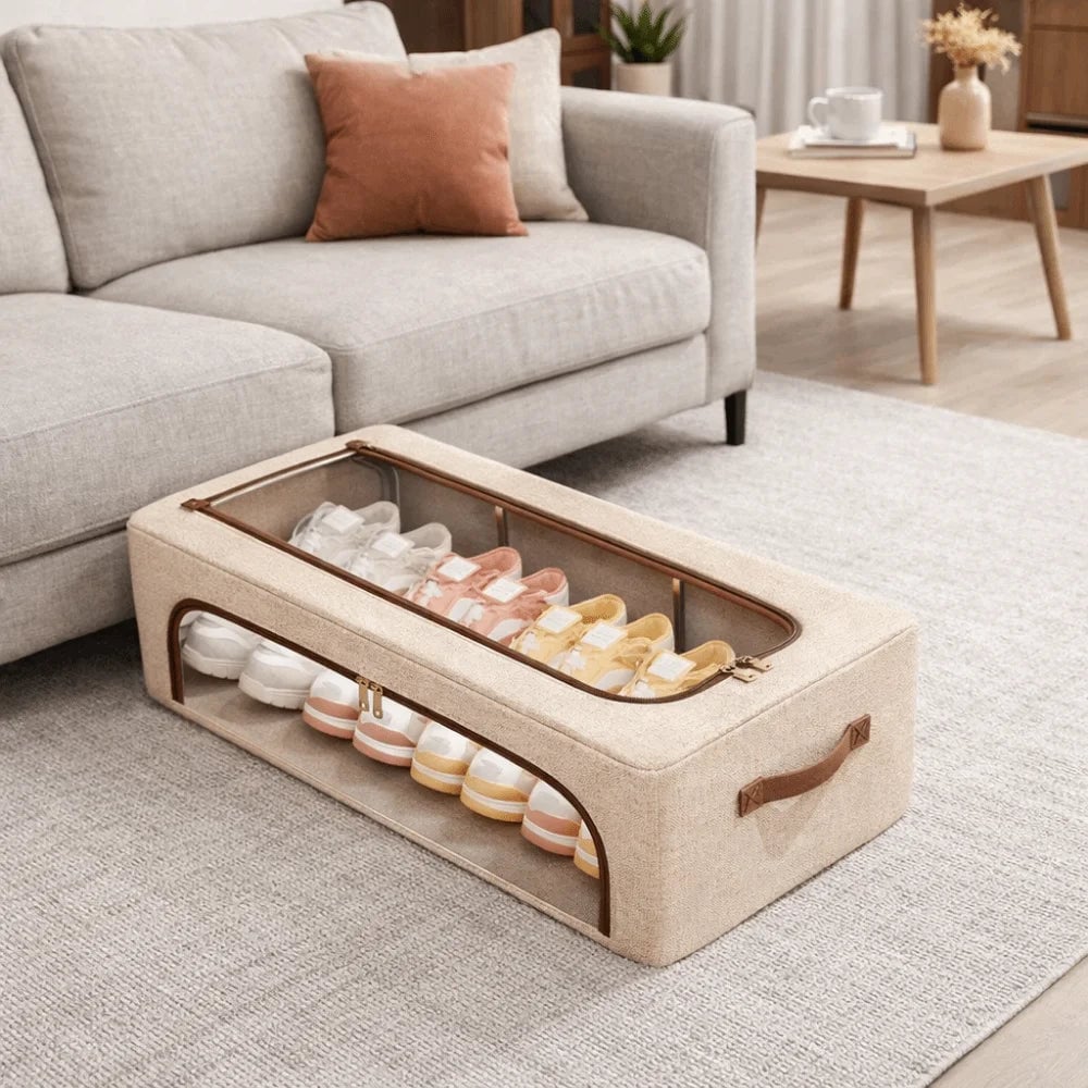 Clear Window Under Bed Storage Box Moisture Proof Shoe Organizer