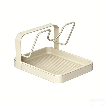 Kitchen Lid Storage Rack with Tray - Pot Lid Holder & Spoon Rest