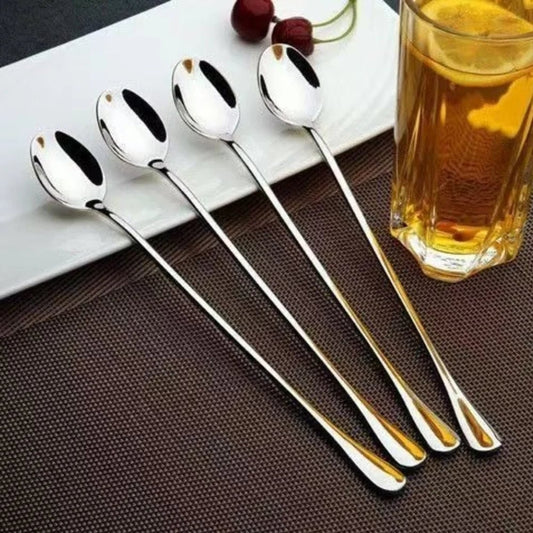 6PCS Thickened Stainless Steel Long Handle Coffee Stirring Spoons Set