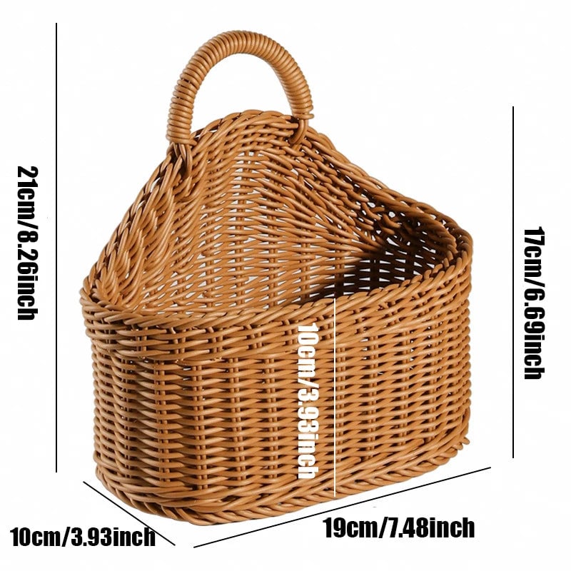 Wall Mounted Rattan Plastic Fruit Vegetable Storage Basket Hanging
