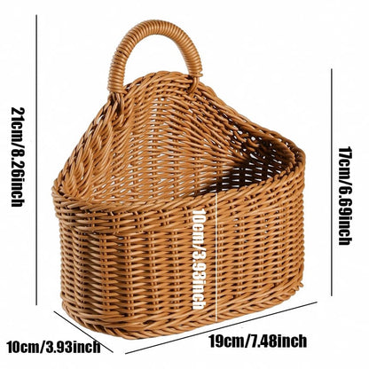 Wall Mounted Rattan Plastic Fruit Vegetable Storage Basket Hanging