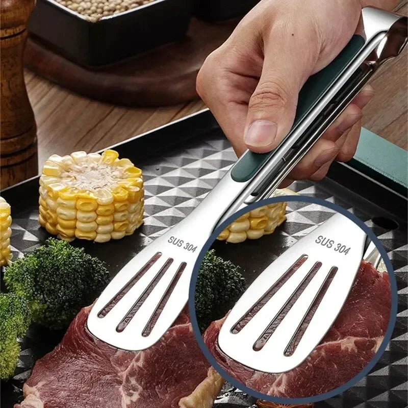 Stainless Steel Food Tongs Non-Slip Grip BBQ Grill Kitchen