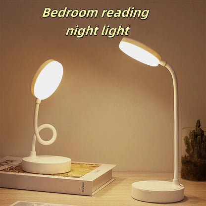 LED Desk Lamp USB Rechargeable 3-Level Dimmable Eye Care Table Light