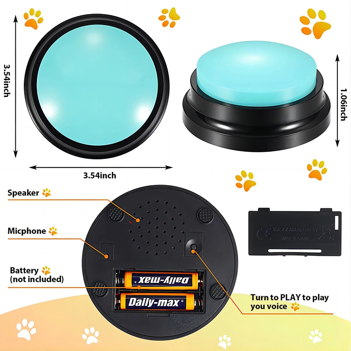 Recordable Dog Talking Button Toy - Voice Training Communication Device