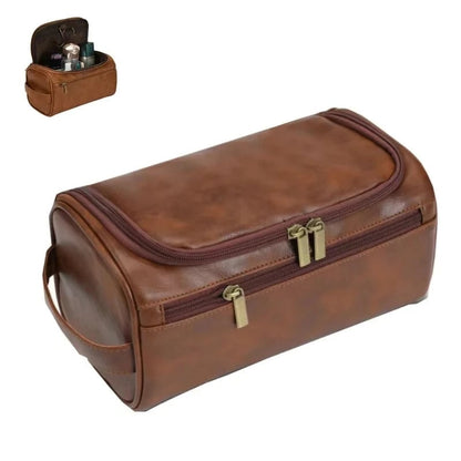 Large Hanging Leather Toiletry Bag - Travel Dopp Kit Men Women