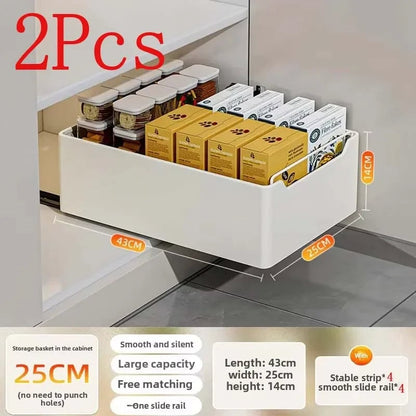 Pull Out Kitchen Storage Drawer with Slide Rails - Spice Organizer
