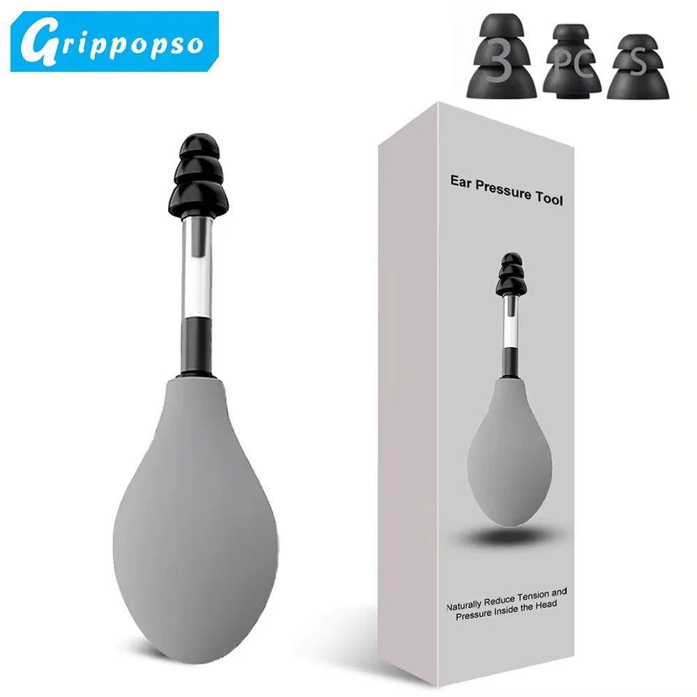 Ear Pressure Relief Suction Tool with 3 Size Silicone Earplugs