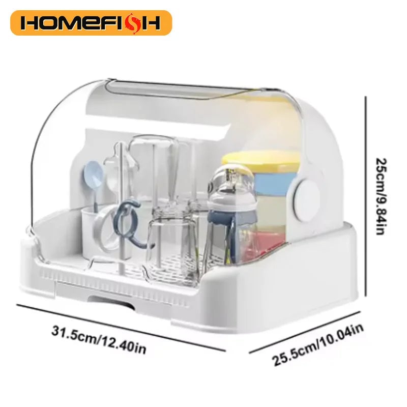 Dustproof Baby Bottle Drying Rack Portable Storage Organizer