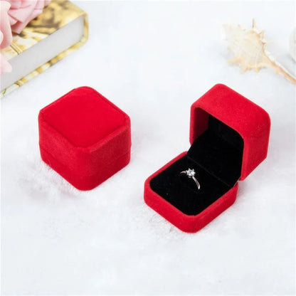 Rounded Flannelette Ring Box - Flocked Jewelry Storage Organizer