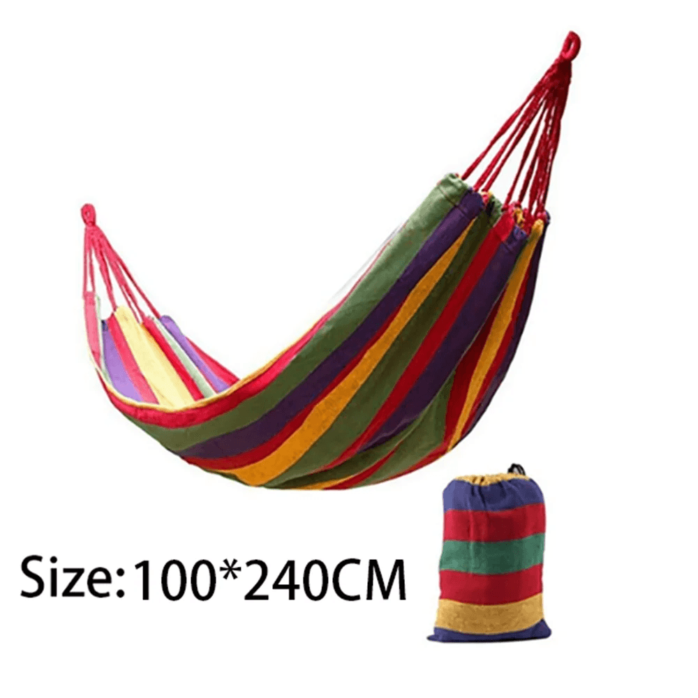 Double Cotton Canvas Hammock 2 Person with Tree Straps Red Blue