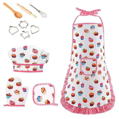 Pink Chef Apron Kitchen Pretend Play Set Educational Baking Toys