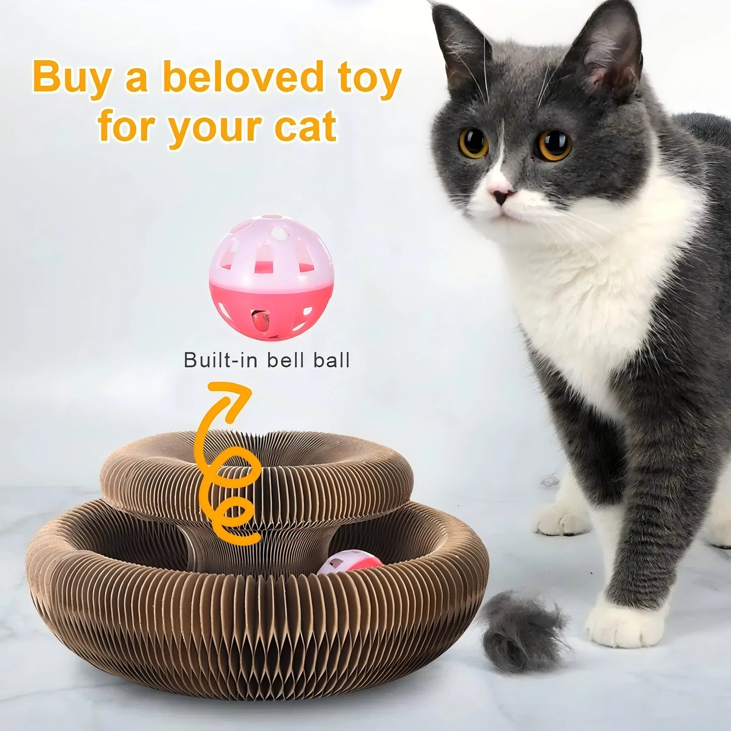Round Corrugated Cat Scratching Board with Ball & Climbing Frame