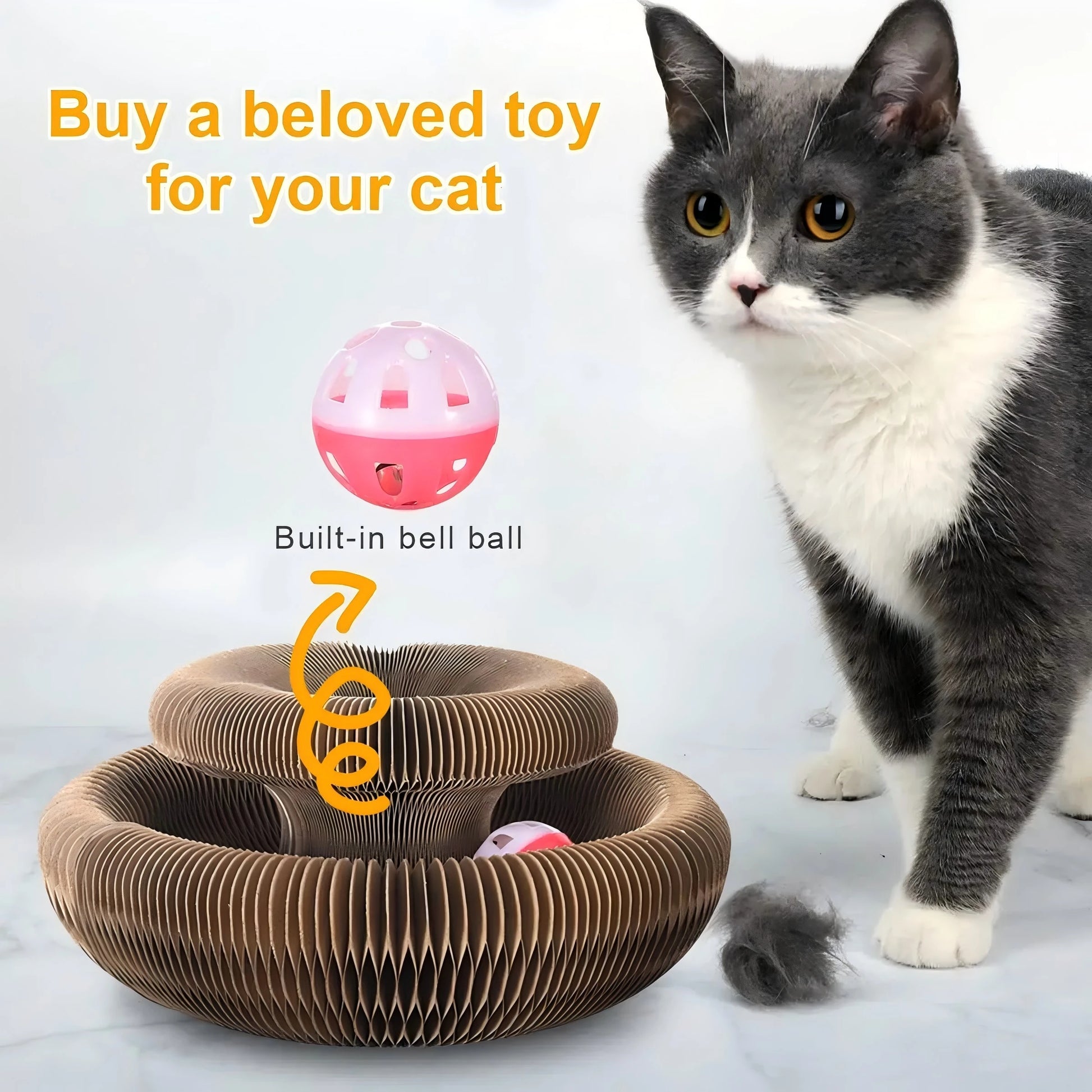 Round Corrugated Cat Scratching Board with Ball & Climbing Frame