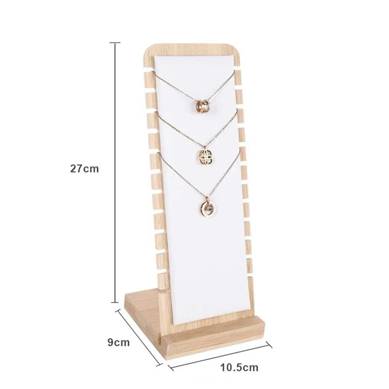 Solid Bamboo Wood Jewelry Display Stand for Necklaces & Pendants