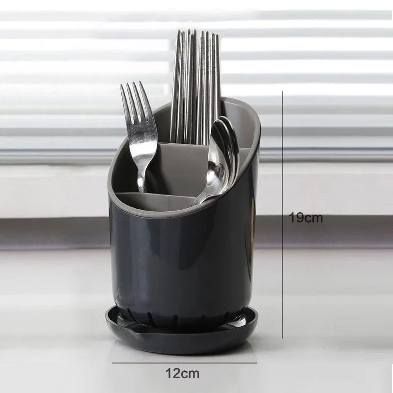 Plastic Tableware Storage Rack with Drain Tray - Cutlery Organizer
