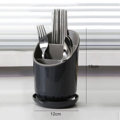 Plastic Tableware Storage Rack with Drain Tray - Cutlery Organizer