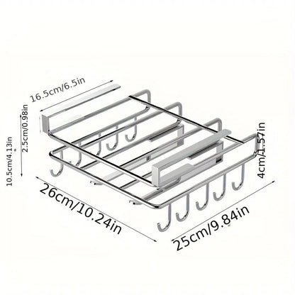 Under Cabinet Kitchen Hanging Organizer Rack Wall Mount Hooks