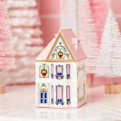 Mini Gingerbread House Spice Jar Set Holiday Village Kitchen Decor