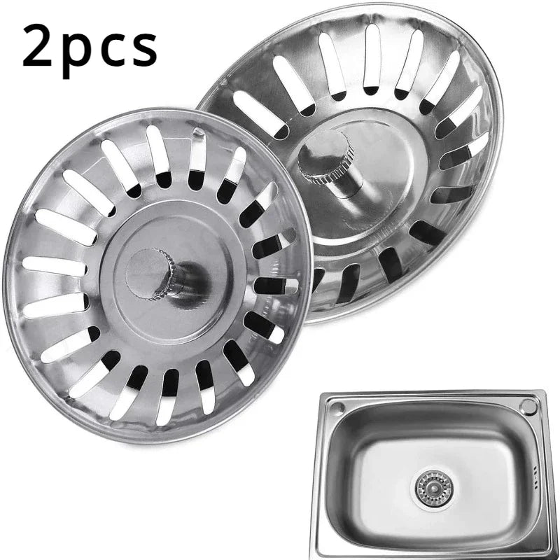 Stainless Steel Kitchen Sink Strainer Stopper 2 Piece Filter Set