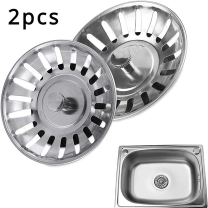 Stainless Steel Kitchen Sink Strainer Stopper 2 Piece Filter Set