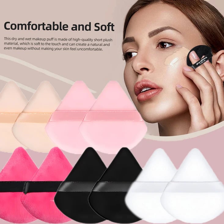 8Pcs Triangle Velvet Makeup Sponges Wet Dry Foundation Blending