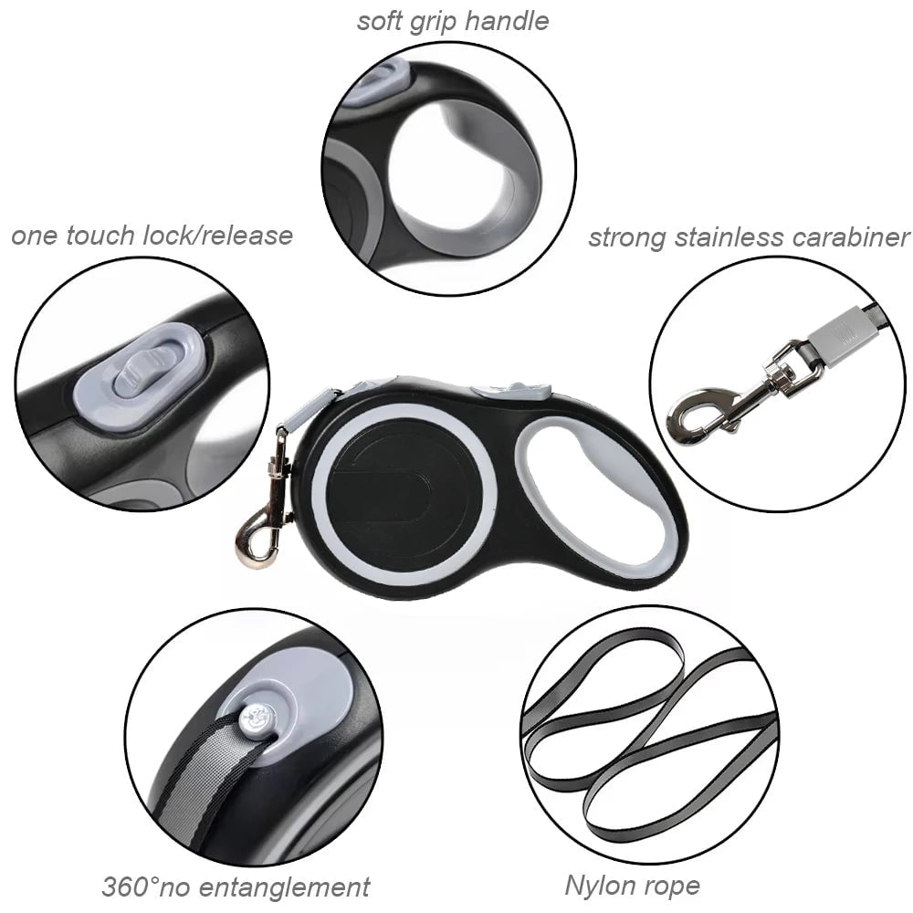 Retractable Dog Leash Large Dogs - Durable Nylon Auto-Extending