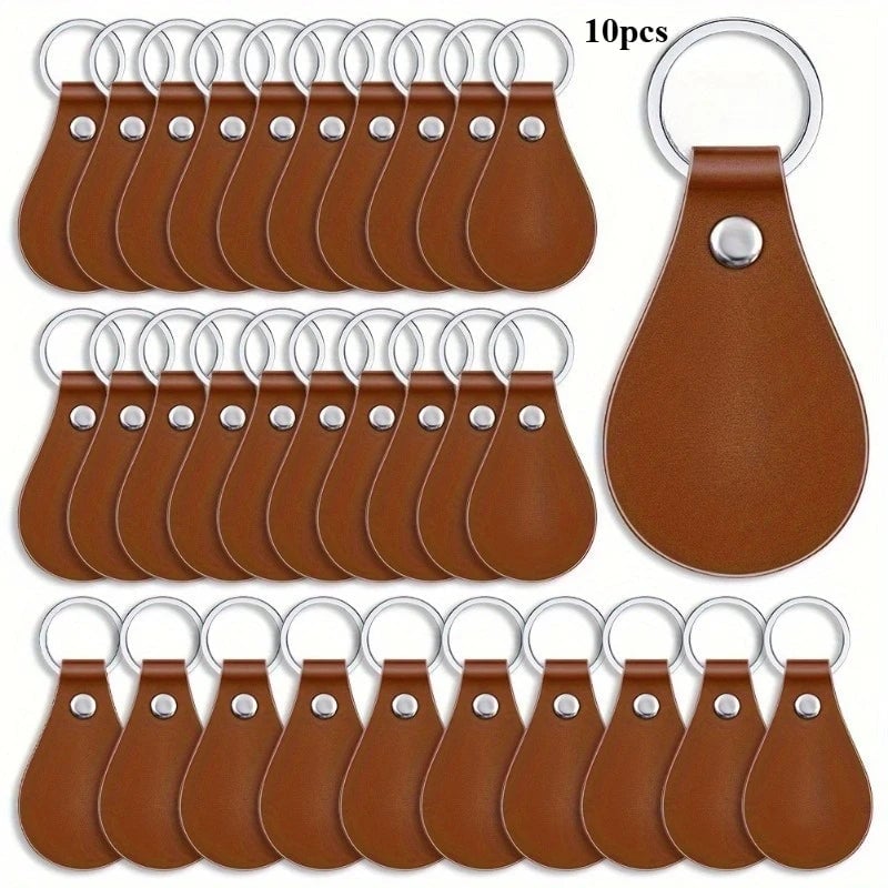 10pcs PU Leather Key Fob Blanks Kit - Laser Engraving Keychains
