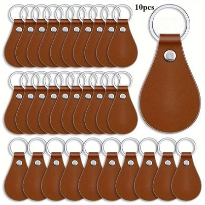 10pcs PU Leather Key Fob Blanks Kit - Laser Engraving Keychains