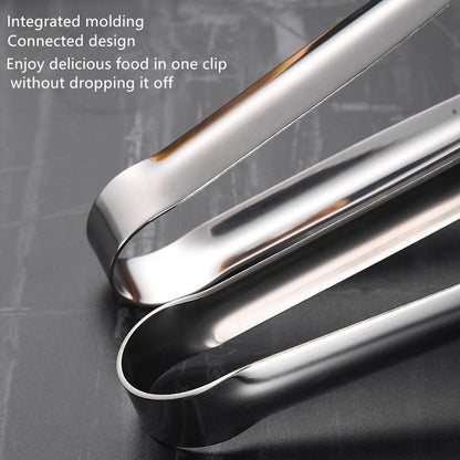 Stainless Steel BBQ Grill Tongs Non-Slip Kitchen Food Clips