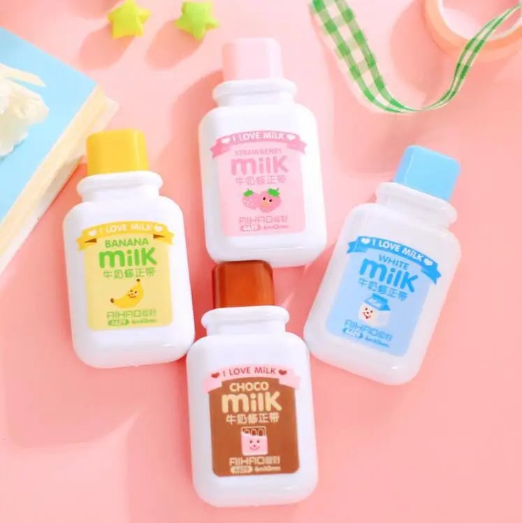Kawaii Milk Bottle Correction Tape - Cute Cartoon Office School Supply