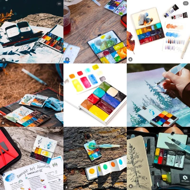 TN Travel Watercolor Box Magnetic Grid Palette Portable Acuarela Set