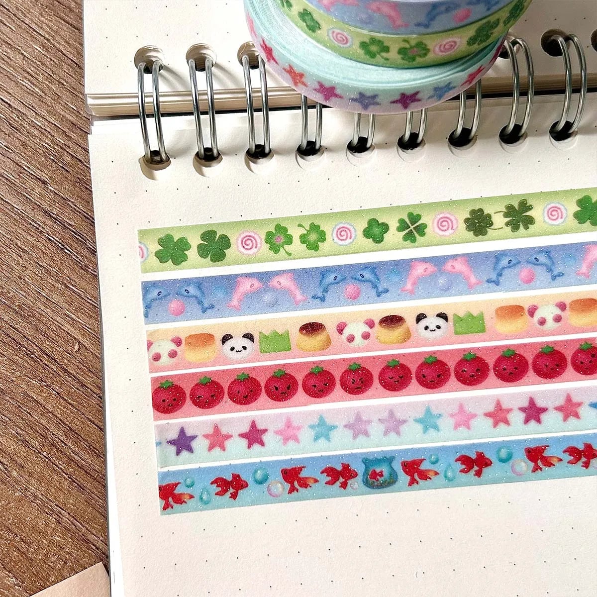 Kawaii Tomato Four-Leaf Clover Washi Tape Sand-Coated Shimmer Film