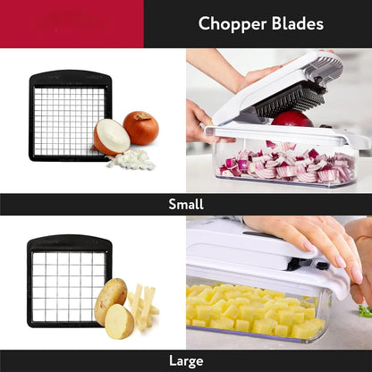 Multi-Function Vegetable Chopper with Spiral Cutter & Container