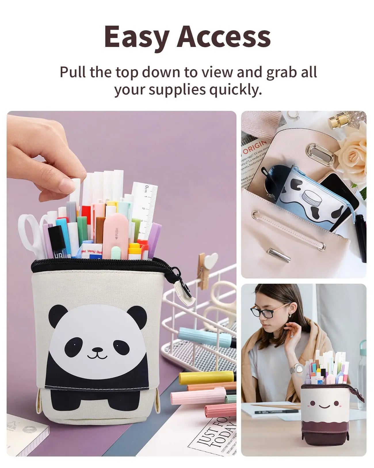 Telescopic Standing Pencil Case - Kawaii Spacious Portable Holder