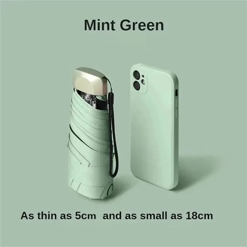 Mini UV Protection Folding Sun Umbrella - Vinyl Pocket Parasol