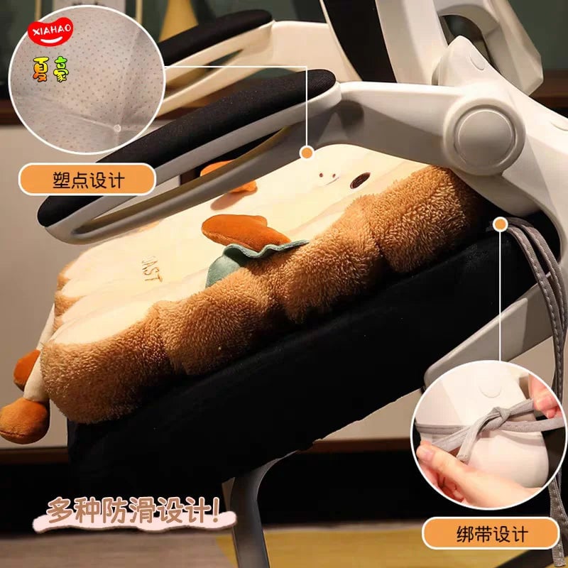 Toast-Shaped Washable Seat & Back Cushion Set Anti-Fatigue Pillow