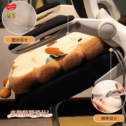 Toast-Shaped Washable Seat & Back Cushion Set Anti-Fatigue Pillow