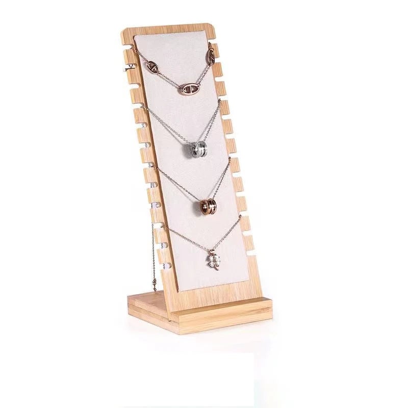 Solid Bamboo Wood Jewelry Display Stand for Necklaces & Pendants