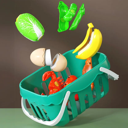 Cutting Play Food Set 30pc Wooden Kitchen Toys Educational Pretend