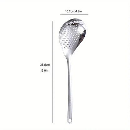 Large Stainless Steel Colander Skimmer Spoon - Heavy Duty Strainer
